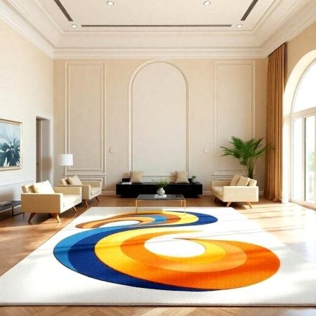 Handcrafted Swirl Abstract Living Room Rug